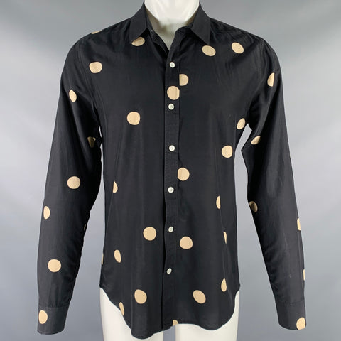 EQUIPMENT Size M Black Cream Polka Dot Button Up Long Sleeve Shirt
