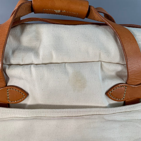 FILSON Cream Tan Canvas Leather Top Handles Crossbody Bag