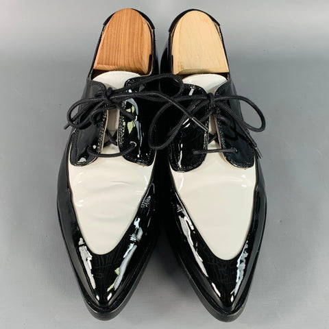 ALLSAINTS Size 9 Lex Black White Color Block Spectator Derby Pointed Toe Lace-Up Shoes