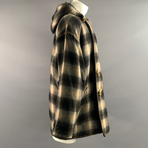 JOSEPH ABBOUD Size M Black Tan Plaid Wool Coat