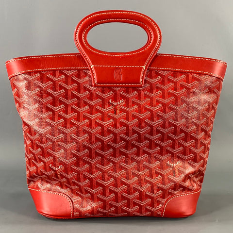 GOYARD BELUGA Red Monogram Canvas Leather Top Handles Handbag