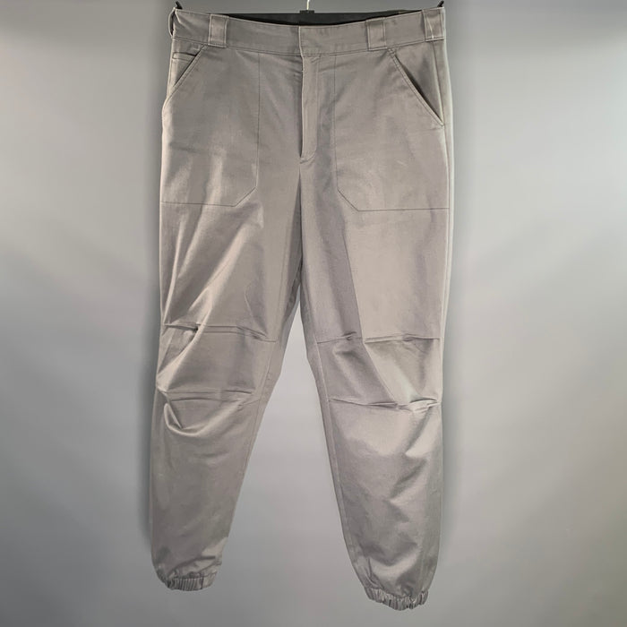 PRADA Size 36 Grey Cotton Elastane Zip Fly Casual Pants