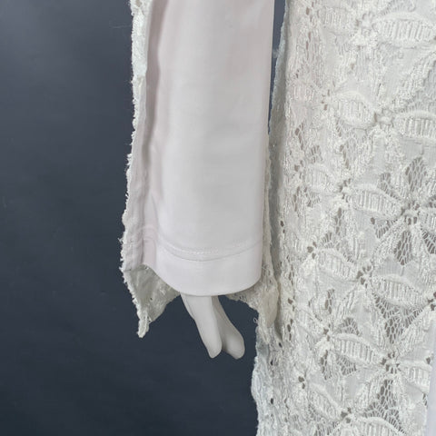 COMME des GARCONS Size M White Nylon Blend Lace Tails Notch Lapel Jacket