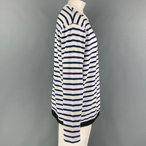 ÉCOLE PUBLIQUE Taille XL T-shirt à col rond en coton et polyester à rayures bleues et blanches