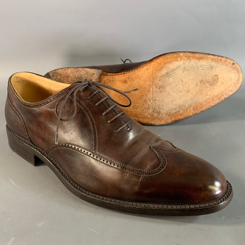 GRAVATI Size 9.5 Brown Wingtip Leather Oxford Lace Up Shoes