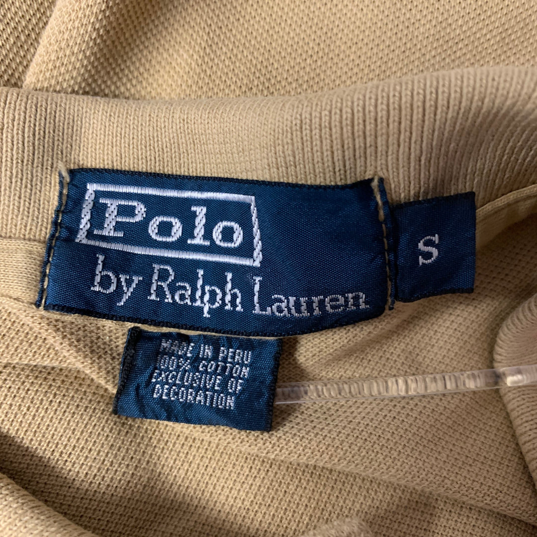 RALPH LAUREN Size S Khaki Brown Logo Cotton Ribbed Polo
