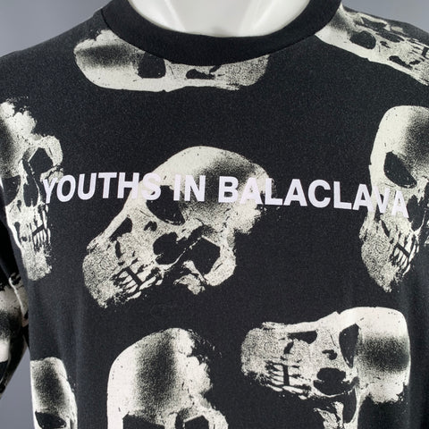 T-shirt YOUTHS IN BALACLAVA Taille M Noir Blanc Crânes Coton Col Rond