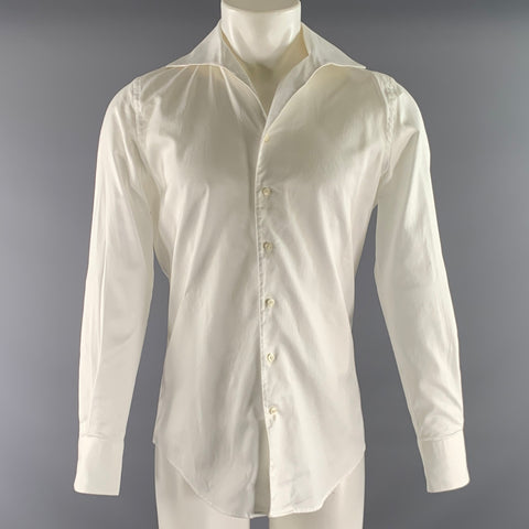 SUIT SUPPLY Size S White Solid Cotton Button Down Long Sleeve Shirt
