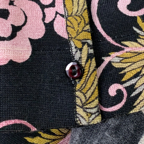 CHRISTIAN DIOR Size 6 Black Purple Wool Blend Abstract Floral Cardigan