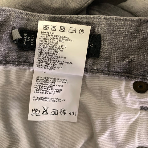 DSQUARED2 Size 32 Grey Distressed Cotton Blend Button Fly Jeans