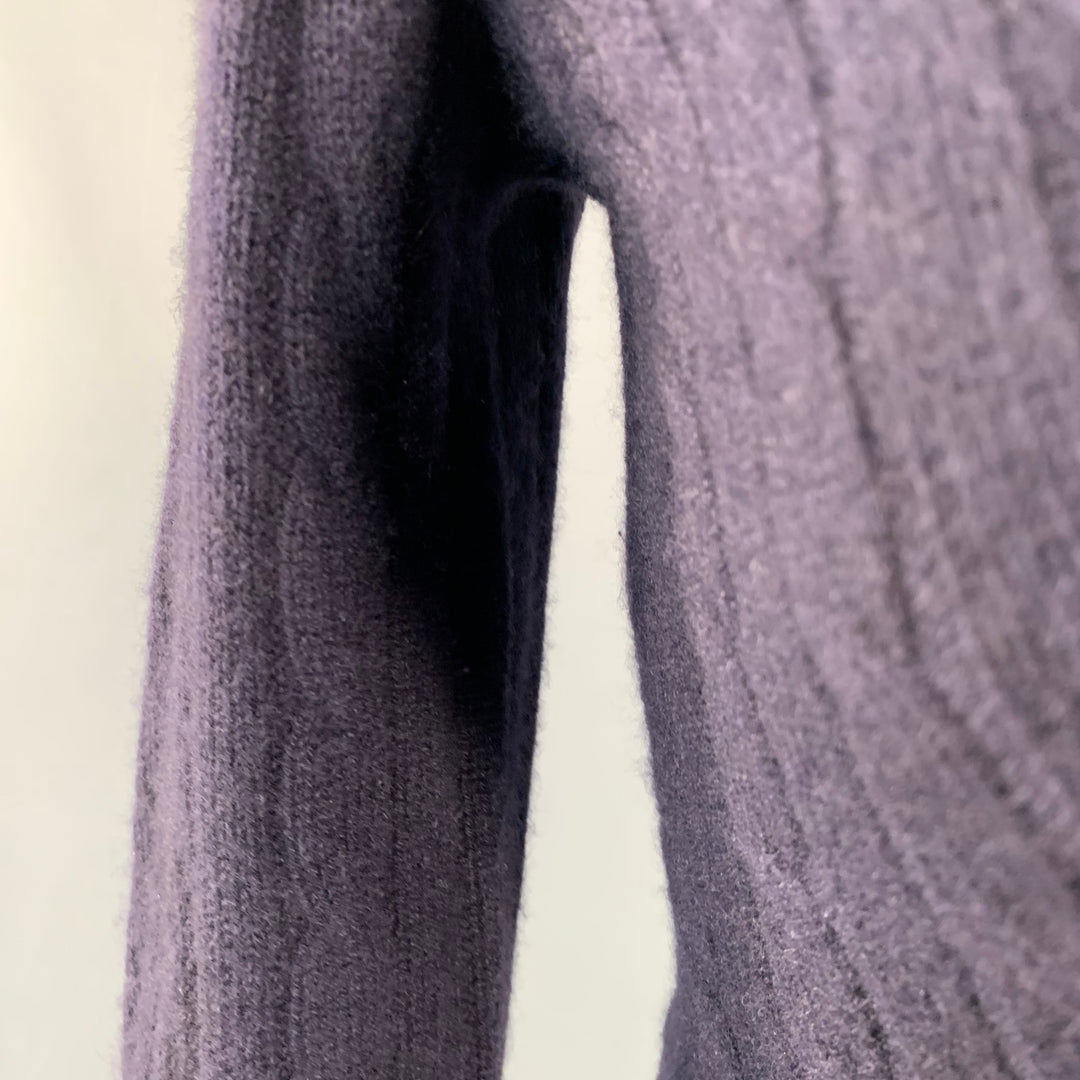 RALPH LAUREN Size S Navy Cashmere Cable Knit Slim Fit V-Neck Sweater