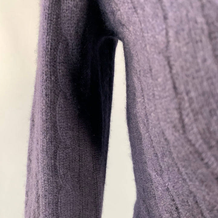 RALPH LAUREN Size S Navy Cashmere Cable Knit Slim Fit V-Neck Sweater