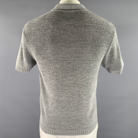 RAITH Size XL Grey Marled Acrylic Blend Buttoned Polo