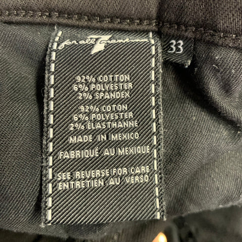 7 FOR ALL MANKIND Size 33 Black Cotton Blend Slim Straight Jeans