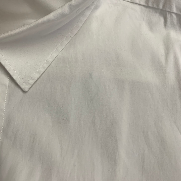 CAROLINA HERRERA Size 14 White Cotton Blend 3/4 Sleeves Spread Collar Shirt