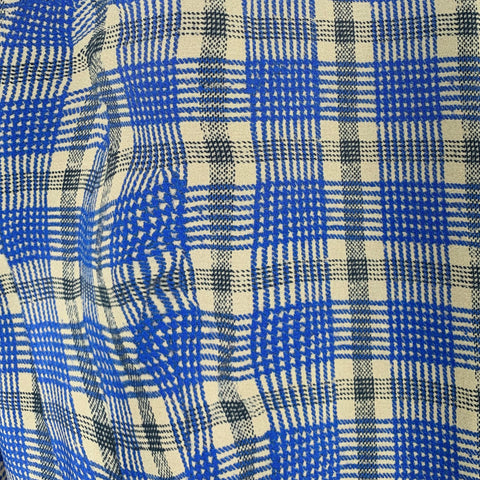 THEORY Size M Green Blue Checkered Silk Blend Short Sleeve Shirt