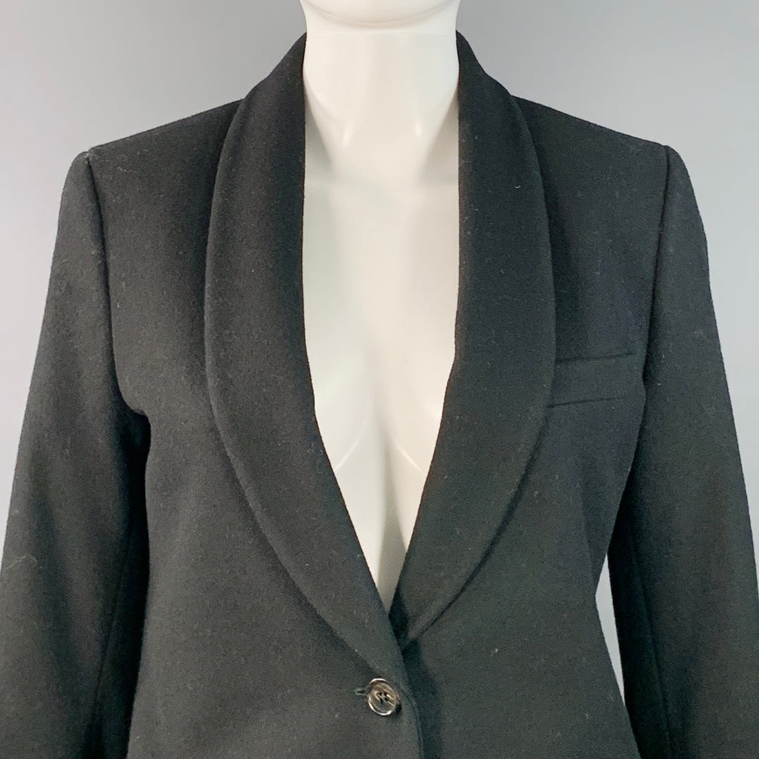ANN DEMEULEMEESTER Size M Black Wool Shawl Collar Coat
