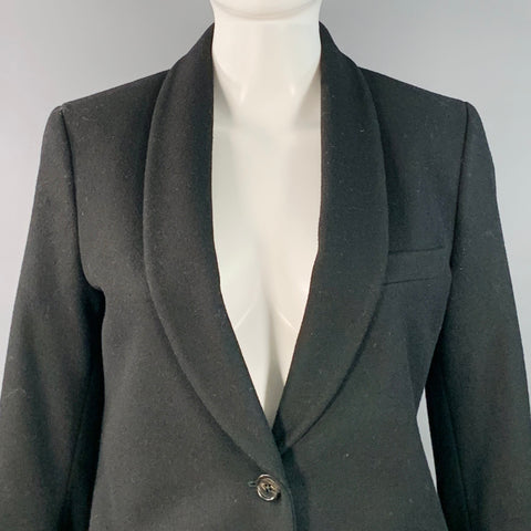 ANN DEMEULEMEESTER Size M Black Wool Shawl Collar Coat