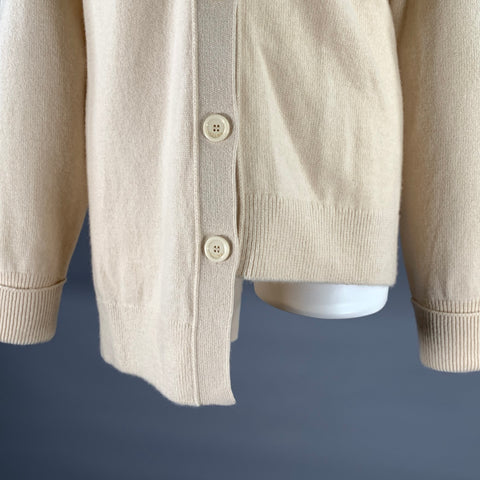 LOEWE Size M Cream Cashmere Blend Asymmetric Cardigan