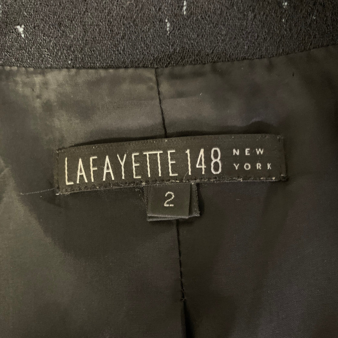 LAFAYETTE 148 Size 2 Black Blue Wool Blend Blazer