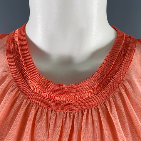 MISSONI Size 8 Orange Coral Cotton Contrast Trim Tank Casual Top