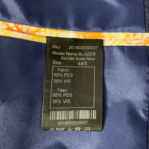 MACEOO Size 44 Navy Scale Print Viscose Blend Notch Lapel Sport Coat