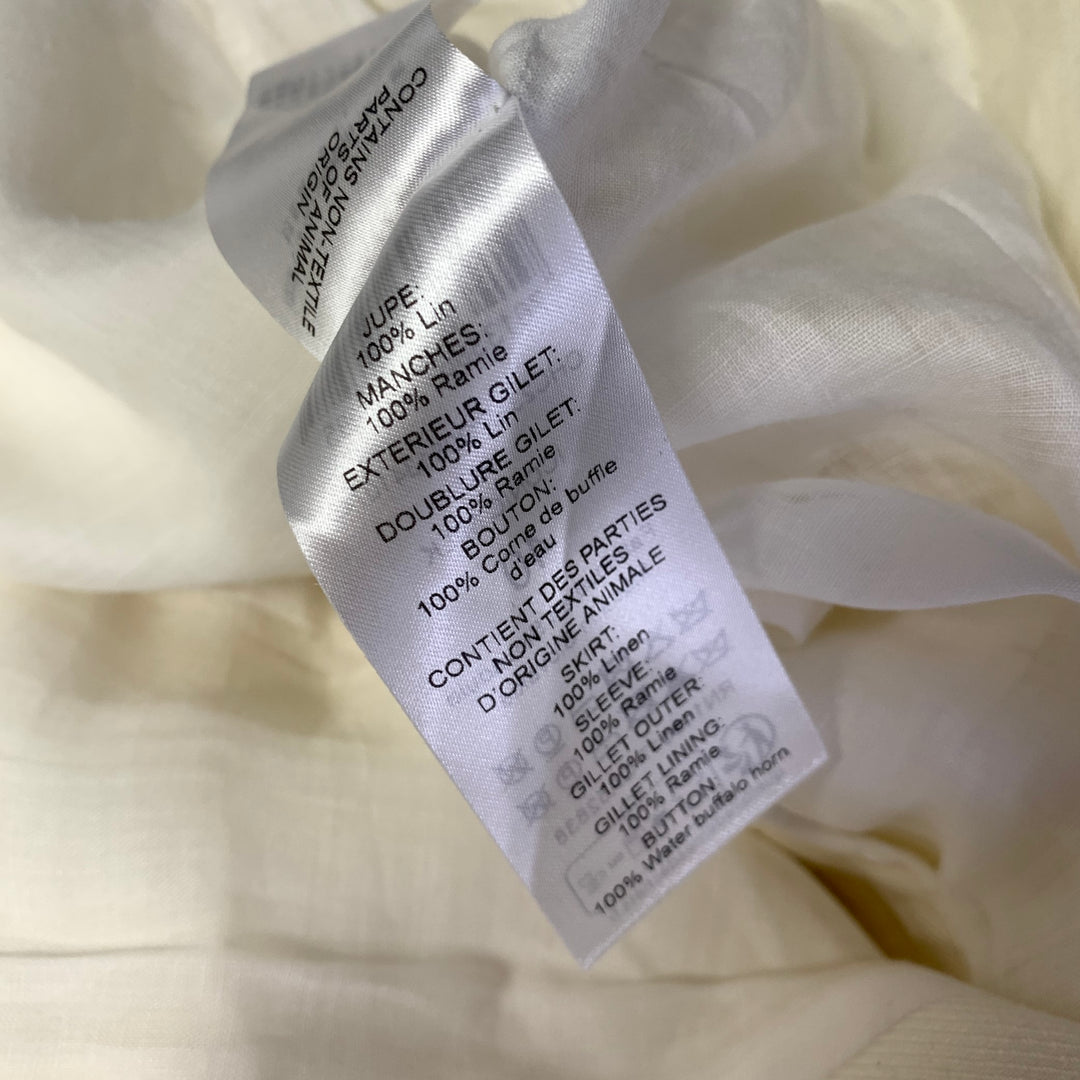 CHLOE Size L Cream Linen  Ramie Twill Vest Midi Dress