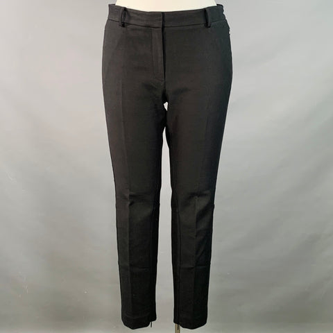 THE ROW Size 12 Black Cotton Blend Twill Ankle Zips Tapered Dress Pants