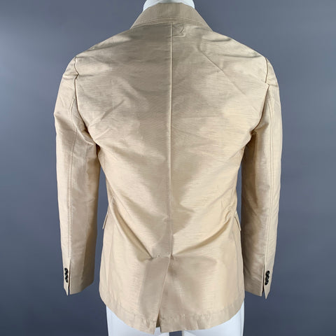 EMPORIO ARMANI Size 36 Gold Polyester Silk Shawl Lapel Sport Coat