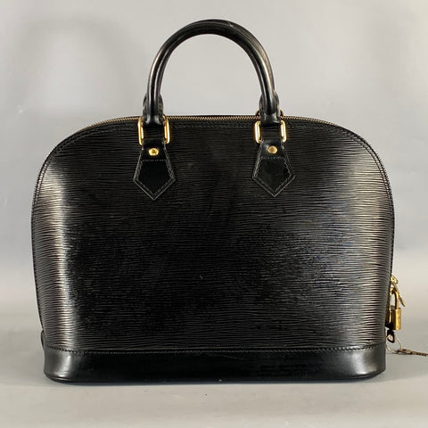LOUIS VUITTON ALMA Black MI0967 Waves Leather Handbag
