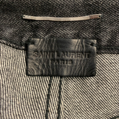 SAINT LAURENT Size 28 Grey Charcoal Distressed Cotton Straight Jeans