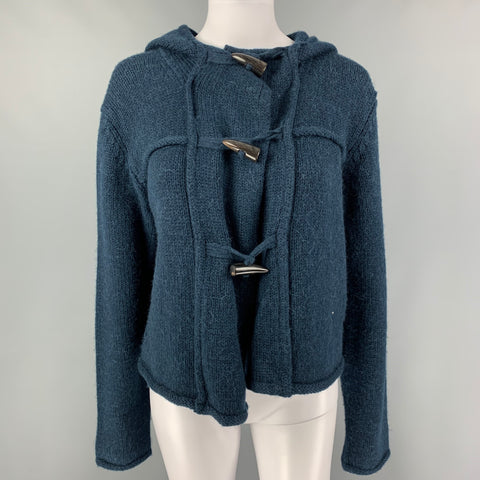 LANVIN Cárdigan con cierre de palanca de lana de alpaca azul verde azulado talla M