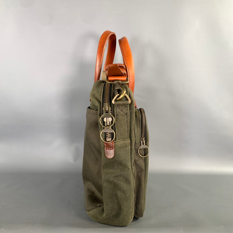 JACK SPADE Olive Tan Solid Canvas Messenger Bag
