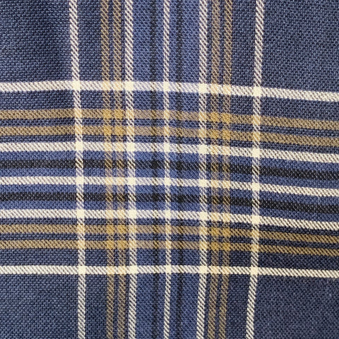BILLY REID Size XL Navy Grey Plaid Cotton One Pocket Long Sleeve Shirt