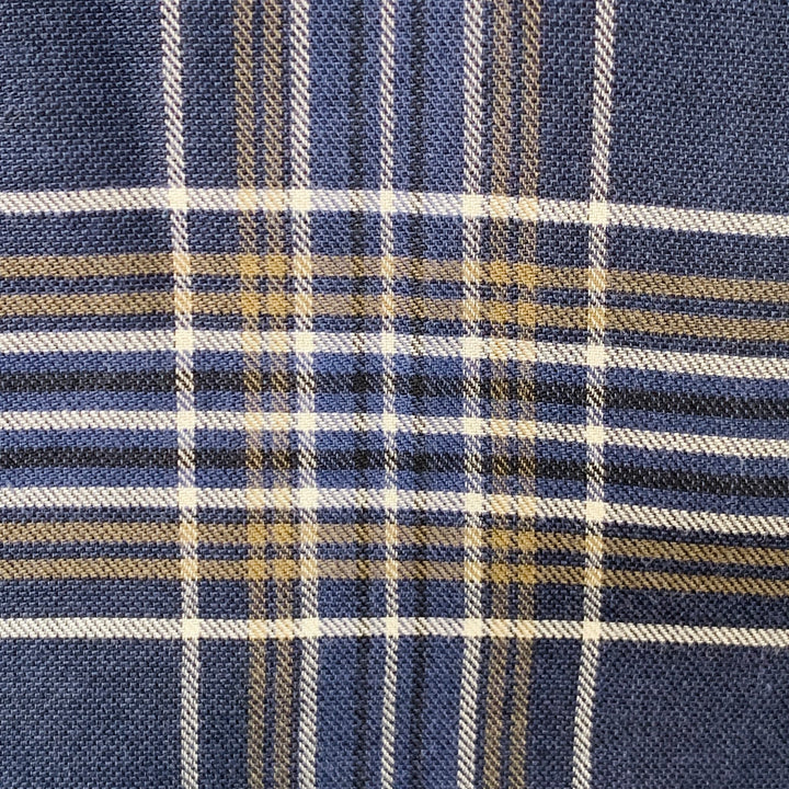 BILLY REID Size XL Navy Grey Plaid Cotton One Pocket Long Sleeve Shirt