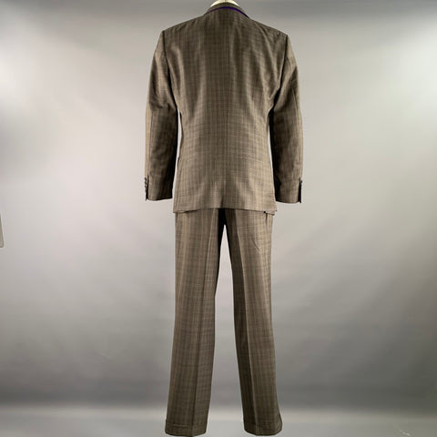 TED BAKER Chest Size 40 Grey Light Blue Tartan Wool Notch Lapel 34 31 Suit
