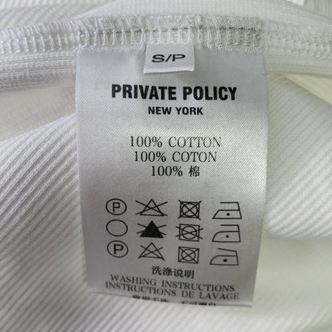 PRIVATE POLICY Size S Ball Chain White Cotton Blend Ribbed Tank Casual Top