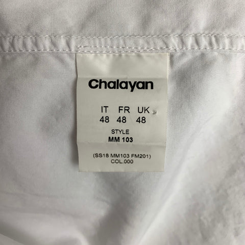 HUSSEIN CHALAYAN Size S White Solid Cotton Nehru Collar Long Sleeve Shirt