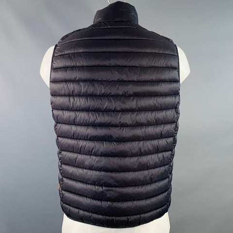 SAVE THE DUCK Size L Navy Quilted Nylon Zip Up Vest