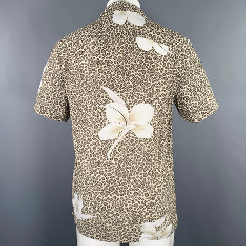 ALLSAINTS Size M Beige Brown Animal Print Viscose Camp Short Sleeve Shirt