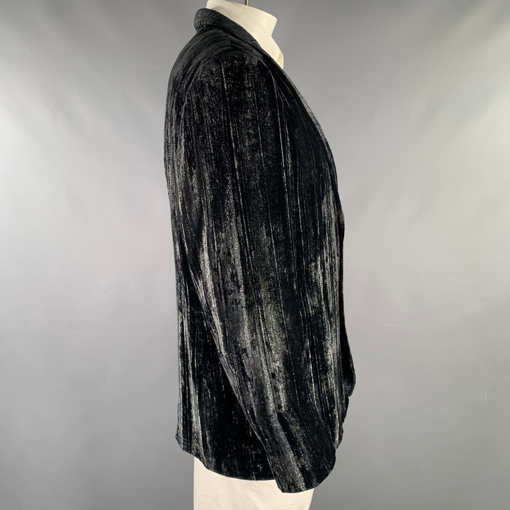 MASATOMO Size XXL Black Silver Velvet Viscose Silk Sport Coat