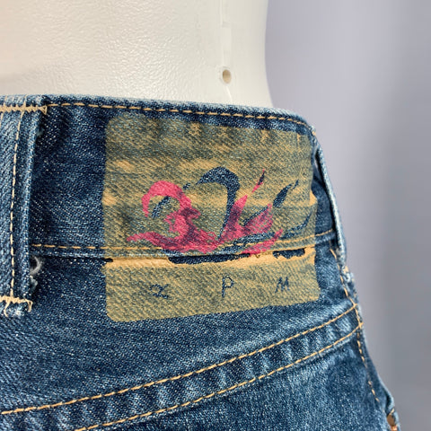 45rpm Size 28 Blue Cotton Distressed Straight Selvedge Jeans