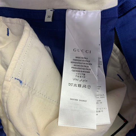 GUCCI 2019 Size 30 Blue Red Stripe Viscose Linen Joggers Casual Pants