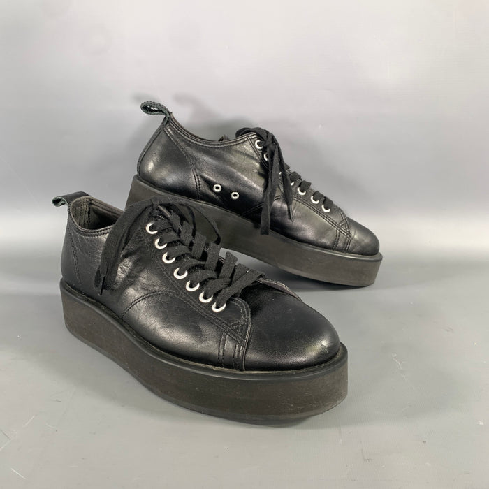 COMME des GARCONS Size 7 Black Leather Platform Sneakers