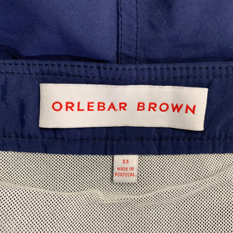 ORLEBAR BROWN Size 33 Navy Silver Polyamide Side Tabs Swim Trunks