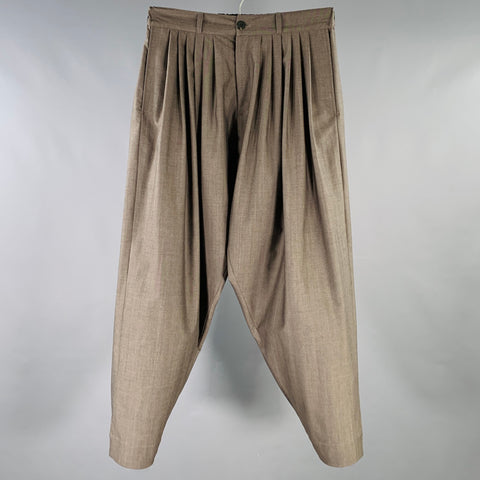 YANTOR Size M Brown Wool Pleated Casual Pants