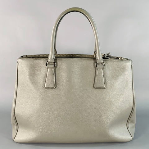 PRADA Galleria Grey Saffiano Leather Top Handles Handbag