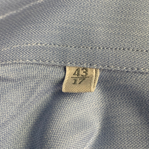 ERMENEGILDO ZEGNA Size L Blue Cotton Spread Collar Long Sleeve Shirt