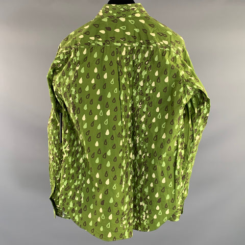 COMME des GARCONS BLACK 2014 Size XS Green Brown Geometric Cotton Long Sleeve Shirt