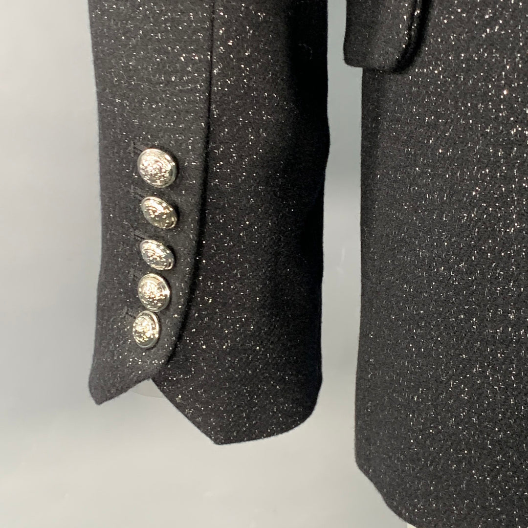 ZADIG & VOLTAIRE Size M Venus Sparkle Black Silver Wool Blend Peak Lapel Jacket Blazer